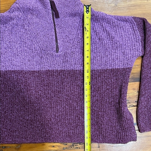 Talbots Purple Two-Tone Turtleneck quarter zip Knit Sweater Size Medium - Picture 5 of 7